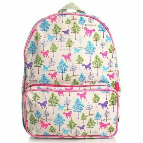 Milly Green Ponies Canvas Backpack.